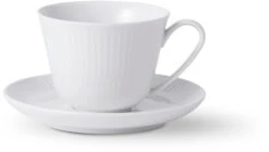 Royal Copenhagen Hvid Riflet Kop M. Underkop 24 Cl