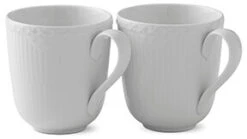 Royal Copenhagen Hvid Riflet Halvblonde Krus 2 Stk. 28 Cl