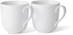 Royal Copenhagen Hvid Riflet Halvblonde Krus 2 Stk. 37 Cl