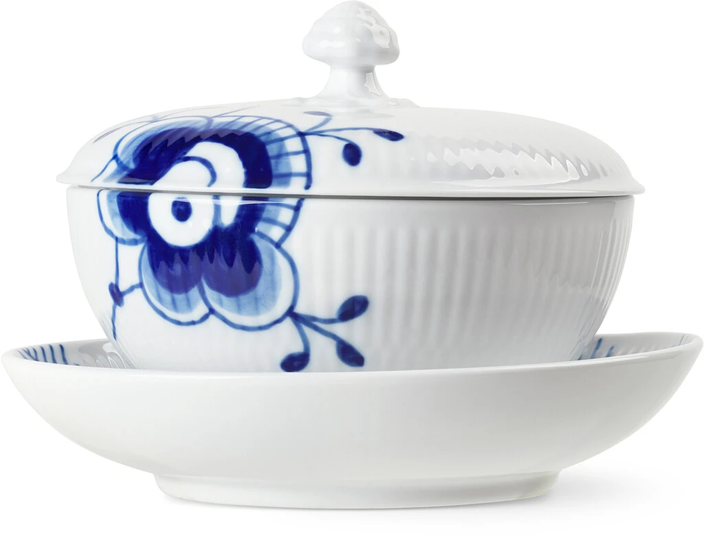 Royal Copenhagen Blå Mega Riflet Skål M. Låg & Underkop 38 Cl 2 Royal Copenhagen Blå Mega Riflet Skål M. Låg & Underkop 38 Cl - Billede 2