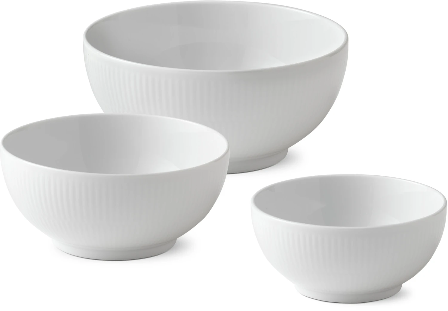 Royal Copenhagen Hvid Riflet Skålsæt 3 Stk. 1 Royal Copenhagen Hvid Riflet Skålsæt 3 Stk.