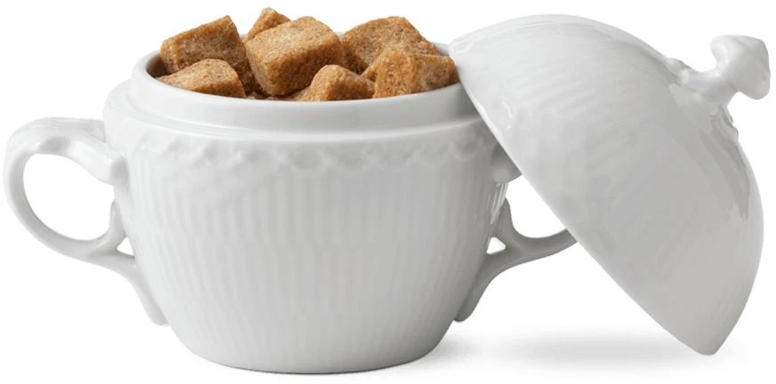 Royal Copenhagen Hvid Halvblonde Sukkerskål M. Låg 2 Royal Copenhagen Hvid Halvblonde Sukkerskål M. Låg - Billede 2