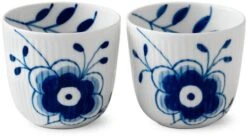 Royal Copenhagen Blå Mega Riflet Fyrfadsstage 2 Stk. H6 Cm