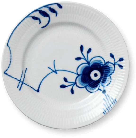 Royal Copenhagen Blå Mega Riflet Tallerken 17 Cm
