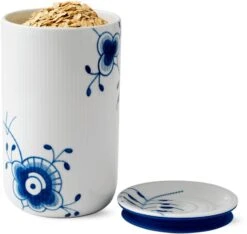 Royal Copenhagen Blå Mega Riflet Opbevaringskrukke Stor -Royal Copenhagen RC0432