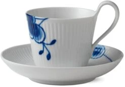 Royal Copenhagen Blå Mega Riflet Højhankskop M. Underkop 25 Cl