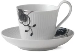 Royal Copenhagen Sort Mega Riflet Højhankskop M. Underkop 25 Cl