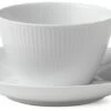 Royal Copenhagen Hvid Riflet Kop M. Underkop 28 Cl