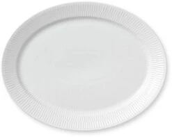 Royal Copenhagen Hvid Riflet Oval Tallerken 34 Cm