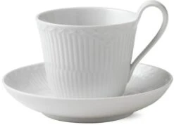 Royal Copenhagen Hvid Halvblonde Højhankskop M. Underkop 25 Cl