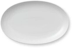 Royal Copenhagen Hvid Riflet Asiet 23 Cm