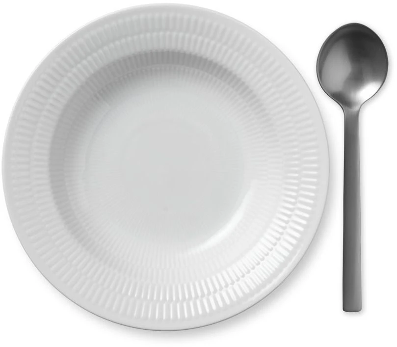 Royal Copenhagen Hvid Riflet Dyb Tallerken 21 Cm 2 Royal Copenhagen Hvid Riflet Dyb Tallerken 21 Cm - Billede 2