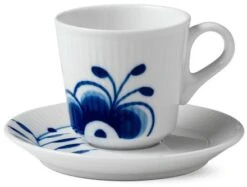 Royal Copenhagen Blå Mega Riflet Espressokop M. Underkop 9 Cl