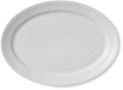 Royal Copenhagen Hvid Halvblonde Oval Tallerken 28 Cm